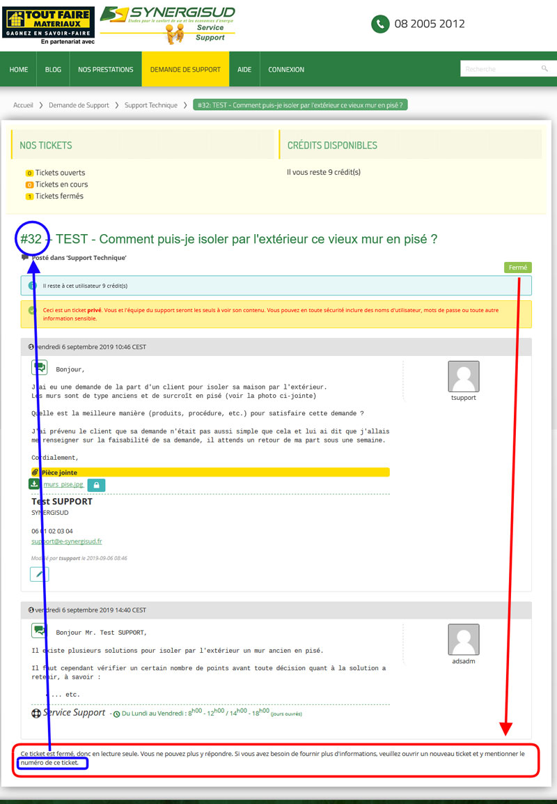 Détail du Ticket fermé